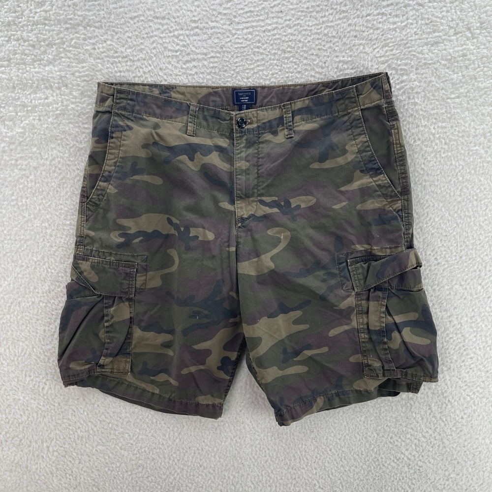 Gap Cargo Shorts Mens 38 Green Brown Camo Canvas 11" Military Utility Y2K Work
